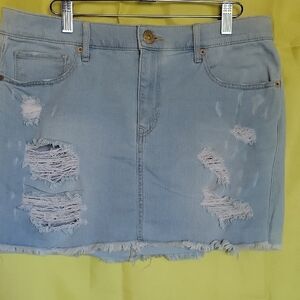 EXPRESS Denim Distressed Mini Skirt Size 10